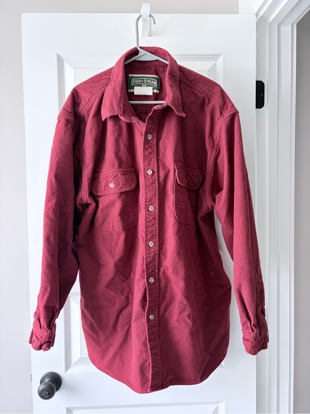 Field & Stream Burgundy Cotton Button Front Shirt Jacket